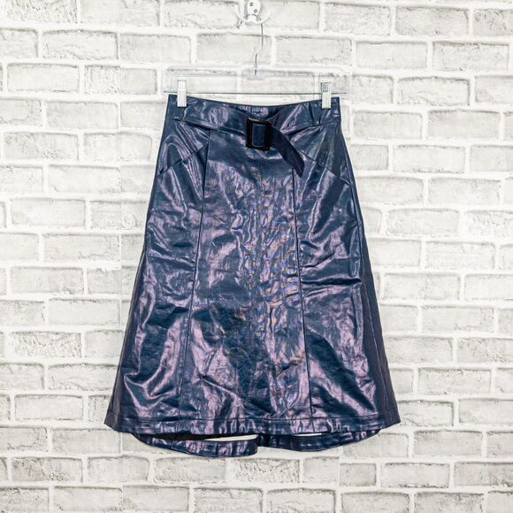 JOHN ELLIOTT Belted Skirt Plastic Blue size 1 Fall 2018 - Picture 1 of 13